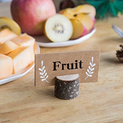 20Pcs Wood Place Card Holders with 24Pcs Kraft Place Cards