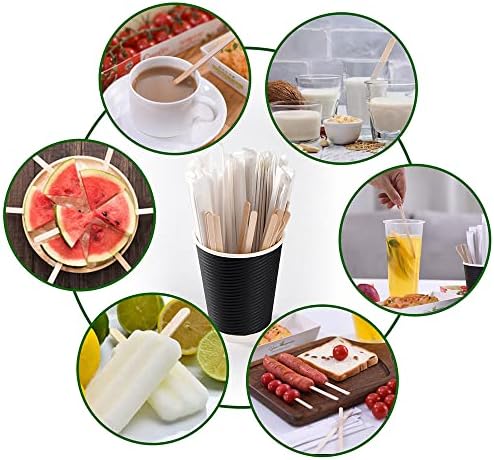 200pcs Individually Wrapped Wooden Coffee Stirrers - 55 Length