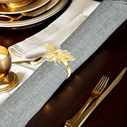 6pcs Gold Bee Napkin Rings Table Setting Decor