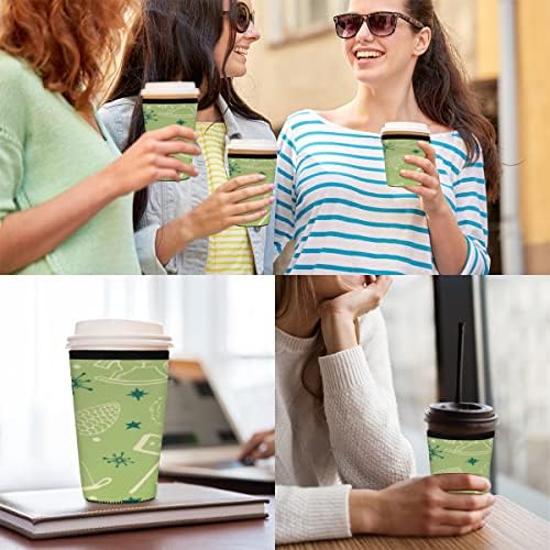 Candle Christmas Tree Iced Coffee Sleeve for 30-32 Oz Reusable Cups