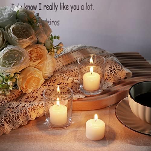 DARJEN Votive Candle Holders Set of 12 - Clear Glass Tea Light Holders