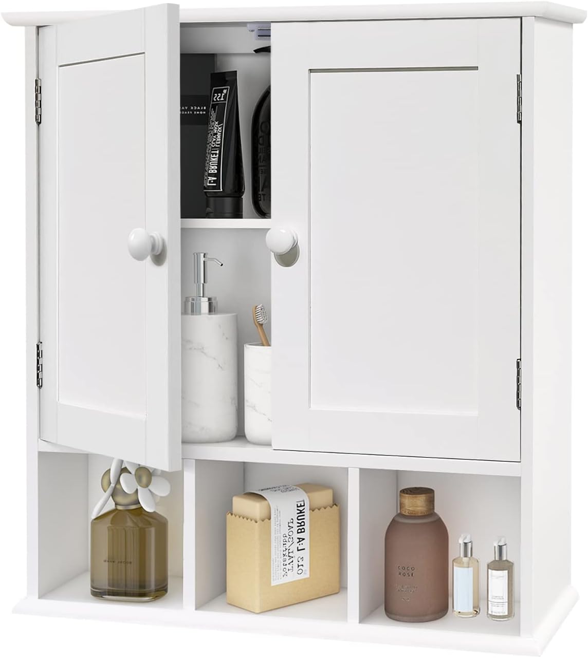 TaoHFE Wall Cabinet Over Toilet Storage With Adjustable Shelves