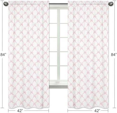 Sweet Jojo Designs 2 Panel Window Curtains 84in Pink Bows