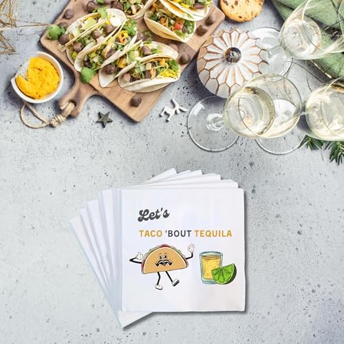 Taco and Tequila Cocktail Napkins 50 Pack White