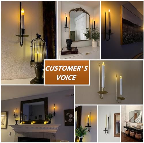 XAROO Candle Sconces Set of 2 Black Wall Mount