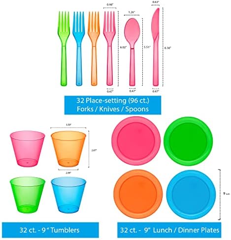 Neon Party Supplies Set with Blacklight UV Glow