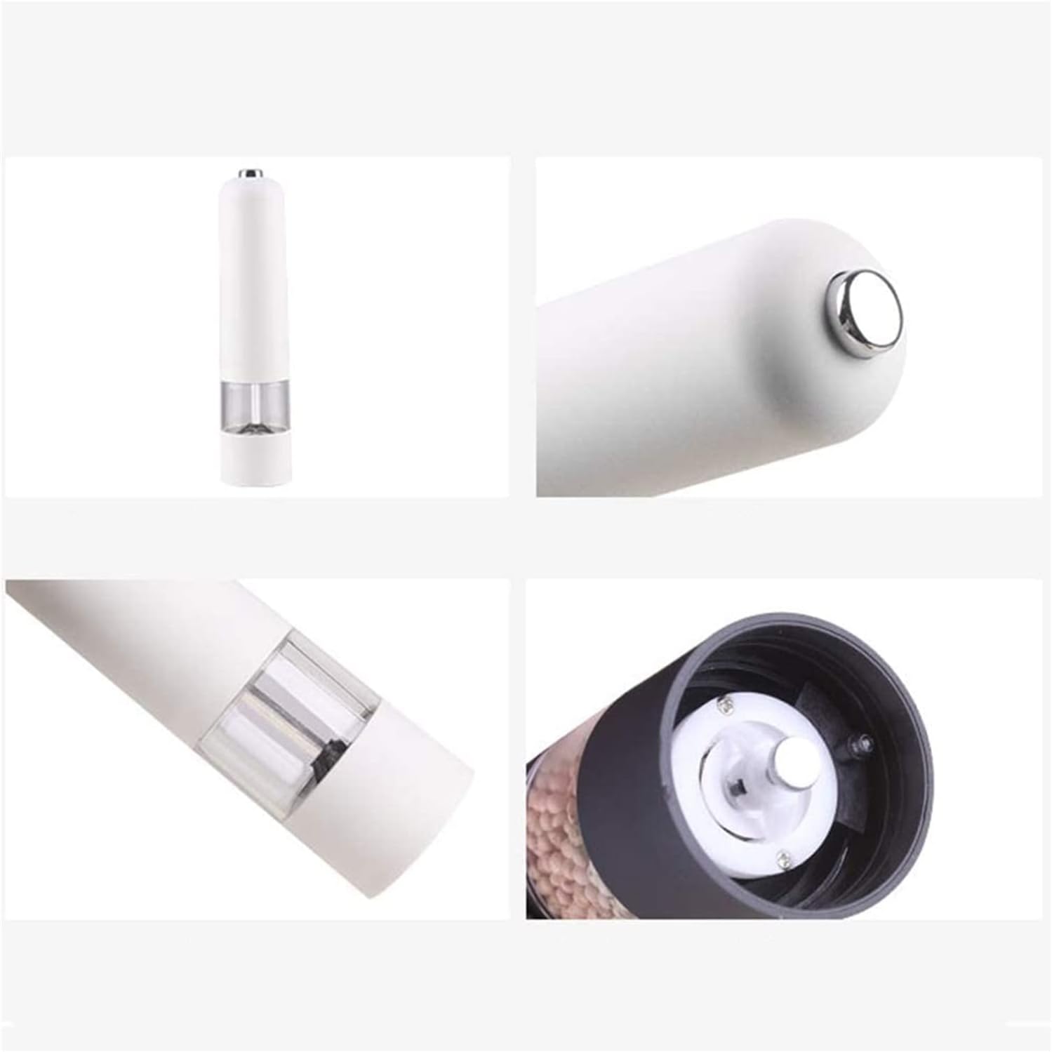 Refillable Spice Mill Salt and Pepper Shaker Set with LED Light