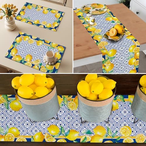 WHOMEAF Yellow Lemon Place Mat 12x18 Inches