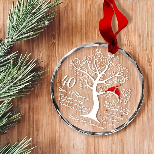 40th Wedding Anniversary Ruby Glass Ornament