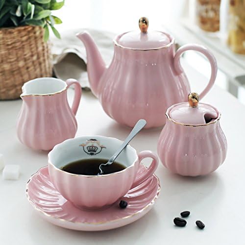 Sweejar Porcelain Tea Set British Royal Series 8 OZ Pink