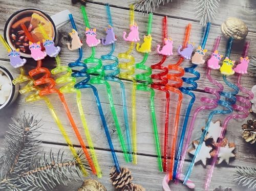 20 Cats Reusable Plastic Straws for School Events