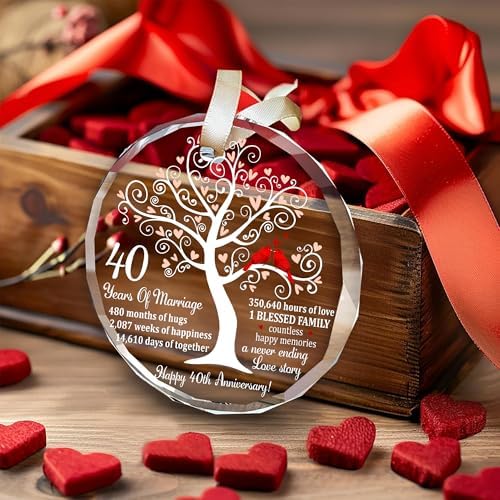 40th Wedding Anniversary Ruby Glass Ornament
