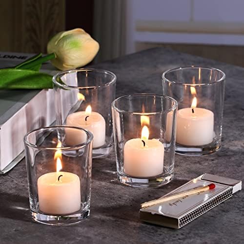 DARJEN Votive Candle Holders Set of 12 - Clear Glass Tea Light Holders