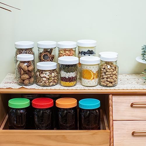36 Pack White Plastic Mason Jar Lids with Silicone Rings
