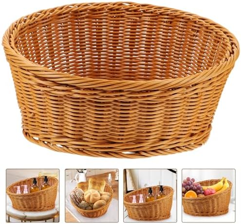Amosfun Round Bread Basket Fruit Basket Storage Basket 12x12x75 Inch