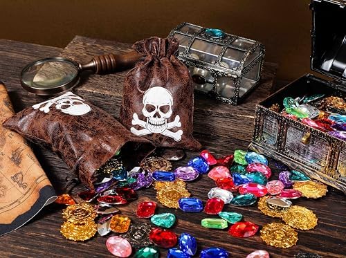 RICHNESS Pirate Loot Bags Drawstring Favors Pack of 12