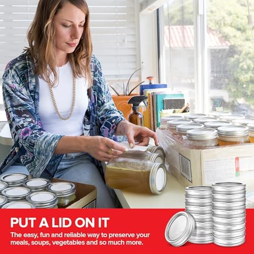 48 Piece Canning Lids with Rings for Mason Jars