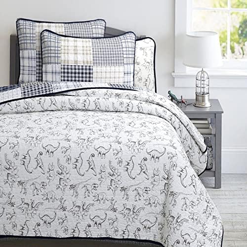 Cozy Line Benjamin Dinosaur Plaid Quilt Set for Kids
