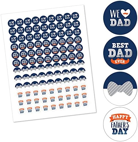 Happy Fathers Day Round Candy Sticker Favors - 1 Sheet of 108