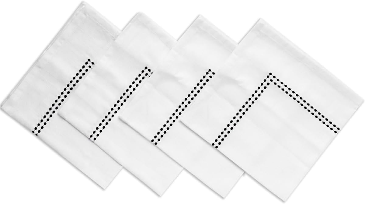 Black and White Cotton Napkins Set of 4