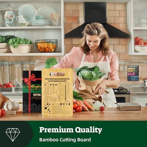 Bamboo Cutting Board with Conversion Chart and Cookbook Stand