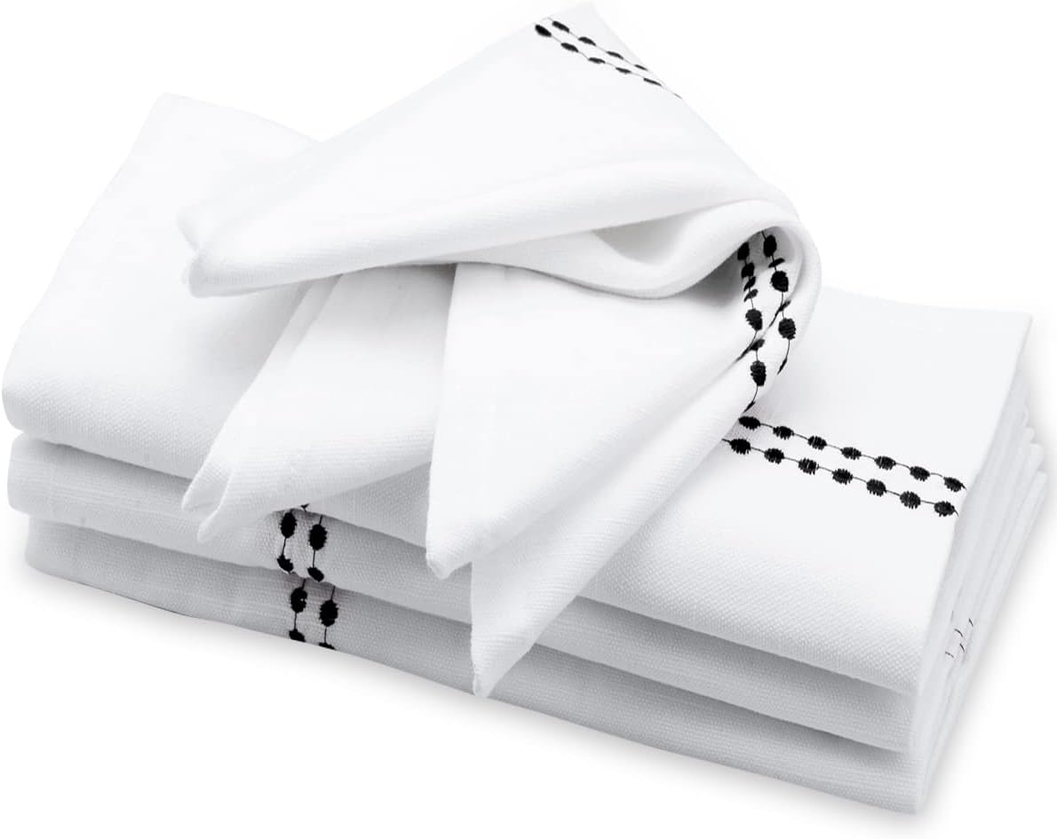 Black and White Cotton Napkins Set of 4