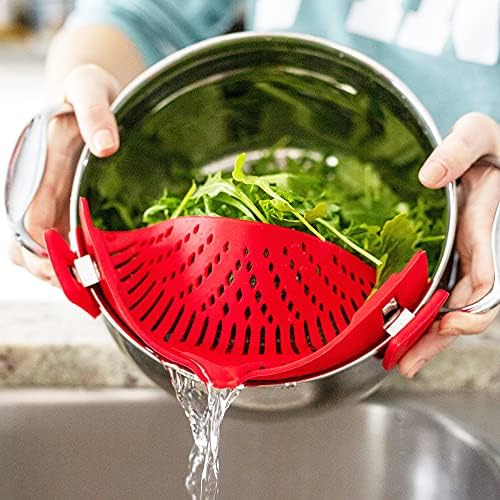 Arlig Clip On Pasta Strainer Universal Fit for Pots and Bowls