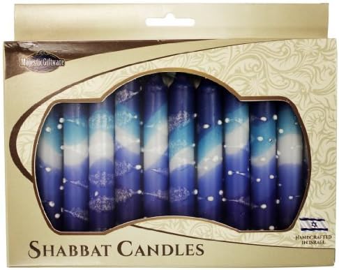 Majestic Giftware 12-Pack Shabbat Candles Snow Blue