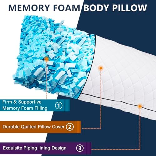 Cooling Memory Foam Body Pillow Insert for Adults