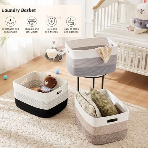 Artfeel Cotton Rope Laundry Basket with Storage