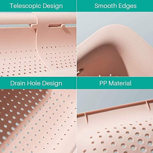 Extendable Colander with Pink Design for Pasta and Vegetables