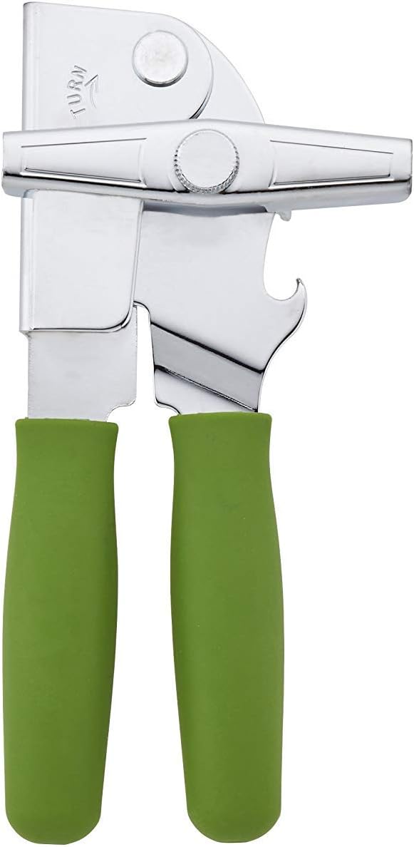 Portable Can Opener with Sharp Blade and Easy Turn Knob Green