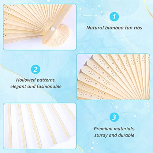 JOHOUSE 28 Pcs White Folding Paper Fans for Wedding and Summer Cooling