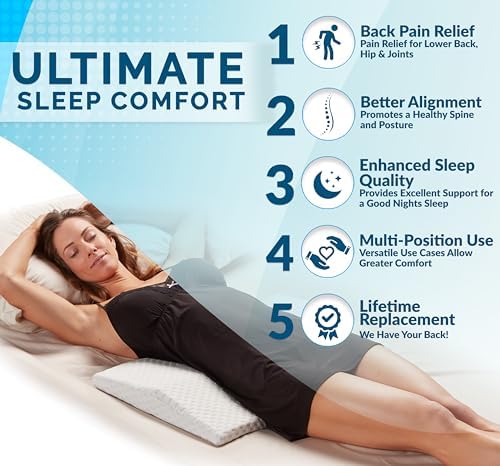 ComfiLife Lumbar Support Pillow for Back Pain Relief White Standard