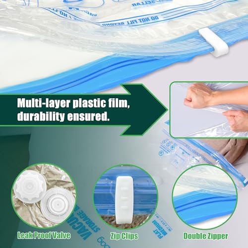 HIBAG Vacuum Storage Bags with Electric Pump 10 Pack
