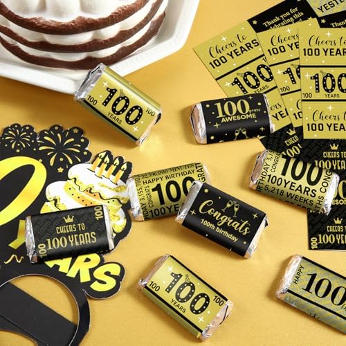 Tenare 90 Pcs 100th Birthday Black and Gold Stickers for Party Supplies