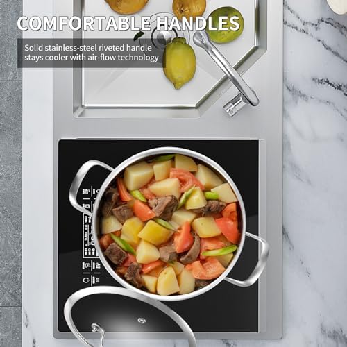 LOLYKITCH Tri-Ply 8 Quarts Stock Pot with Lid