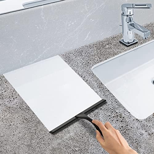 Docrok All-Purpose Stainless Steel Shower Squeegee with Adhesive Hook 10 Inch Black