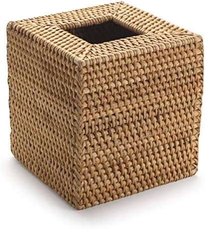 YANGQIHOME Rattan Tissue Box Cover Square Natural