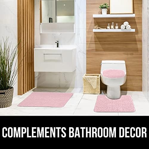 GORILLA GRIP Soft Chenille Toilet Lid Cover Light Pink