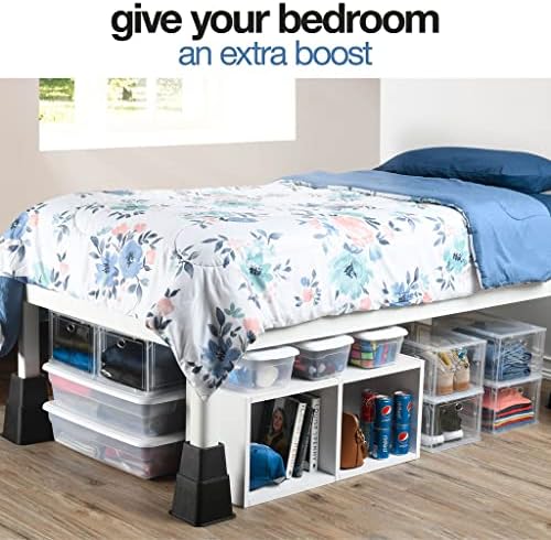 Home It Adjustable Bed Risers 4 Pack Black 3 5 8 Inch