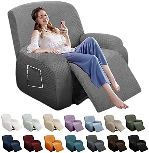 YEMYHOM 4 Piece Stretch Recliner Slipcover with Side Pocket