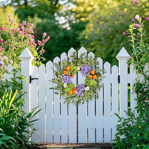 24 Inch Hydrangea Wreath Purple Realistic