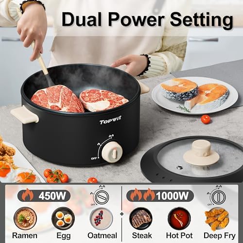 TOPWIT 4L Electric Hot Pot with Non-Stick Coating