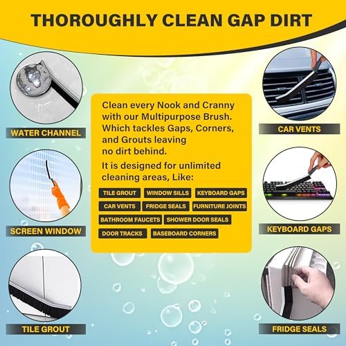 Hard Bristle Crevice Cleaning Brush 3 Pcs for Narrow Spaces