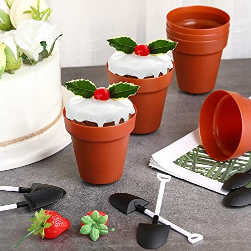 Patelai 50 Set Flowerpot Cake Cups with Shovel Spoons
