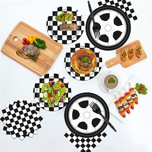 Poqirzan 96PCS Race Car Party Tableware Set