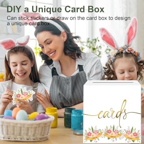 White Card Box with Gold Foil Design - Party Wedding Graduation Baby Shower