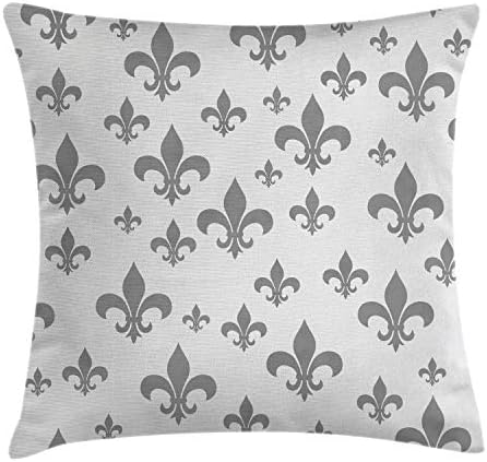 Ambesonne Fleur De Lis Throw Pillow Cover Grey 18x18