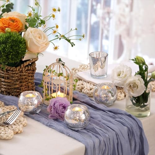 Volens Round Silver Votive Candle Holders Set of 12